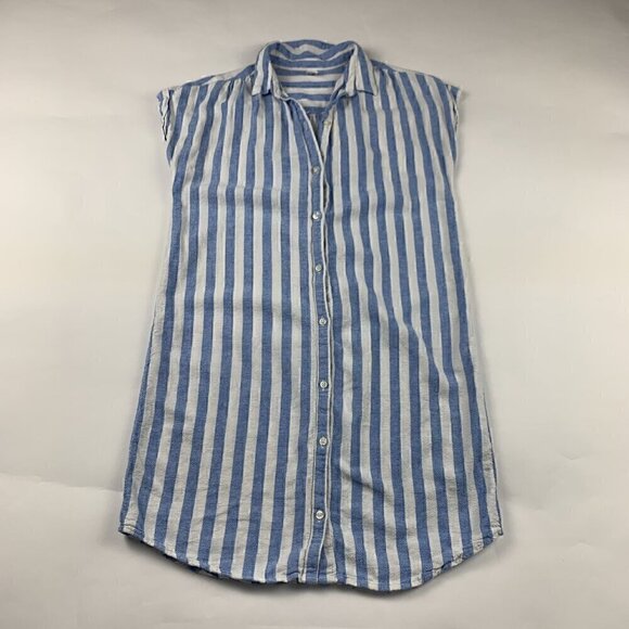 Old Navy Dresses & Skirts - Old Navy Blue Striped Linen Button Front Shirt Dress S